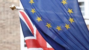 European Union Flags And Union Flags Flying Together As Brexit Vote Date May Be Decided This Week