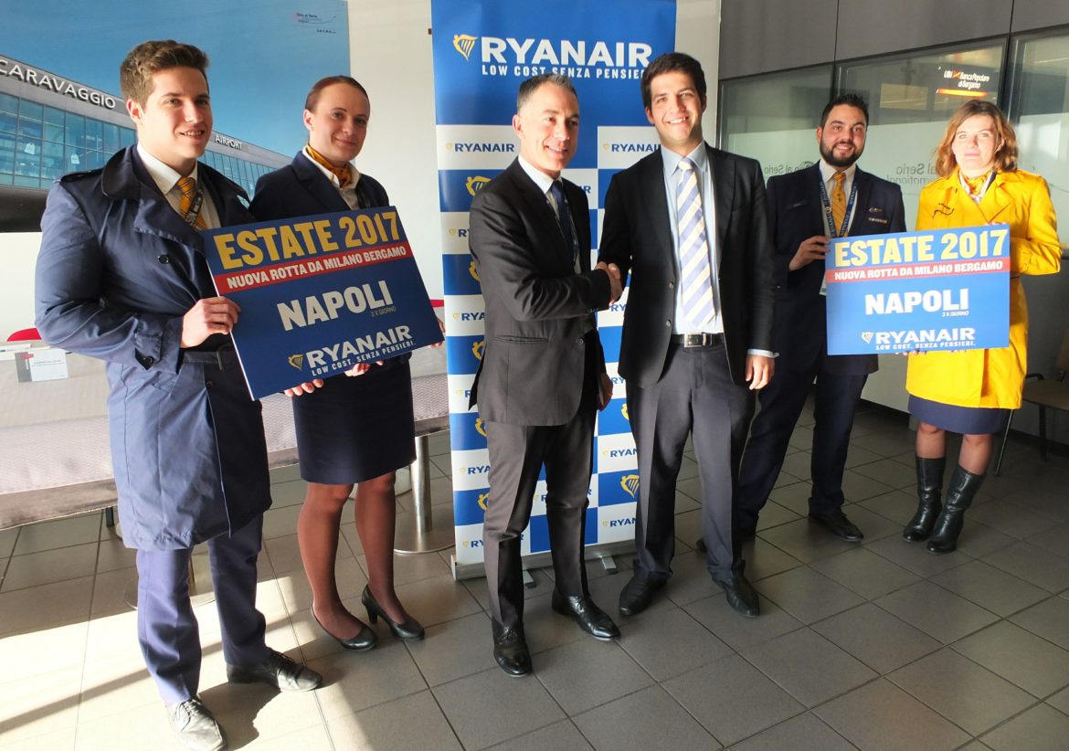Ryanair lancia la nuova rotta Orio-Napoli
